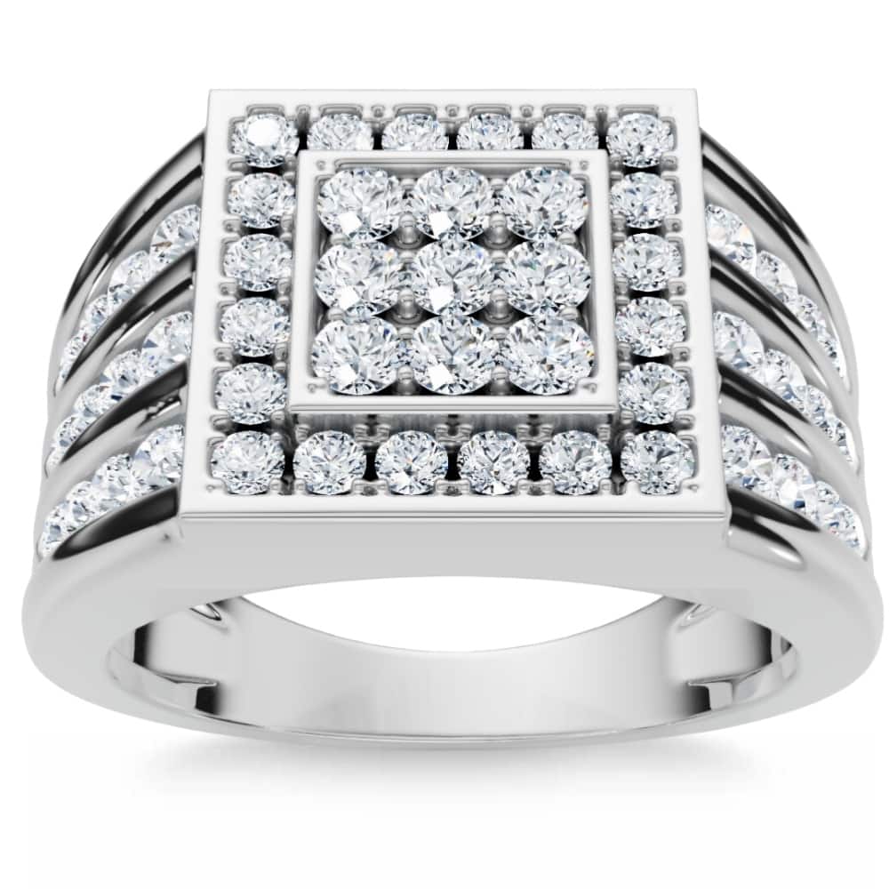 Bliss Diamond 1Ct TW Diamond Men's Anniversary Wedding Ring High Polished Band White Gold