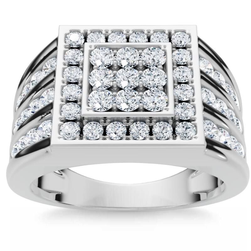 Bliss Diamond 1Ct TW Diamond Men's Anniversary Wedding Ring High Polished Band White Gold - 10.5