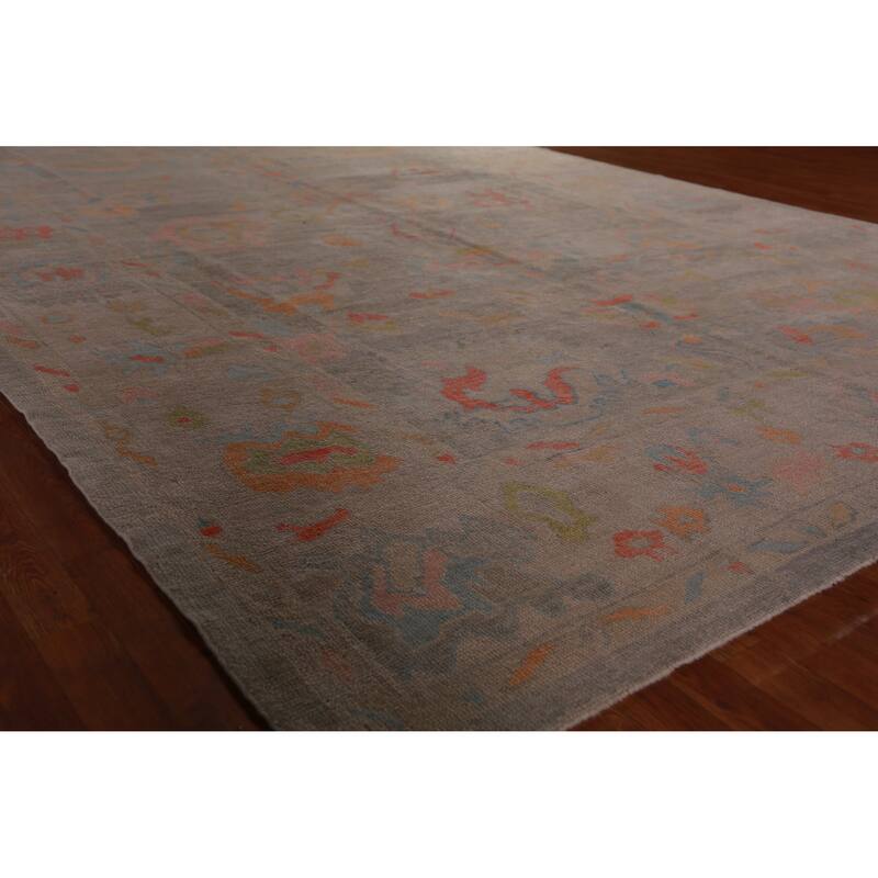 Hand Knotted Oriental 100% Wool Carpet Transitional All-Over Greys & Charcoal Oushak Area Rug - 13' 0'' X 9' 9''