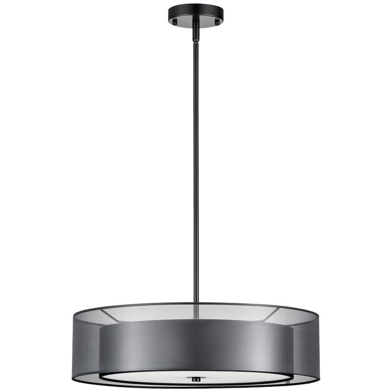 CO-Z 3-Light Antique Bronze Double Drum Pendant Chandelier