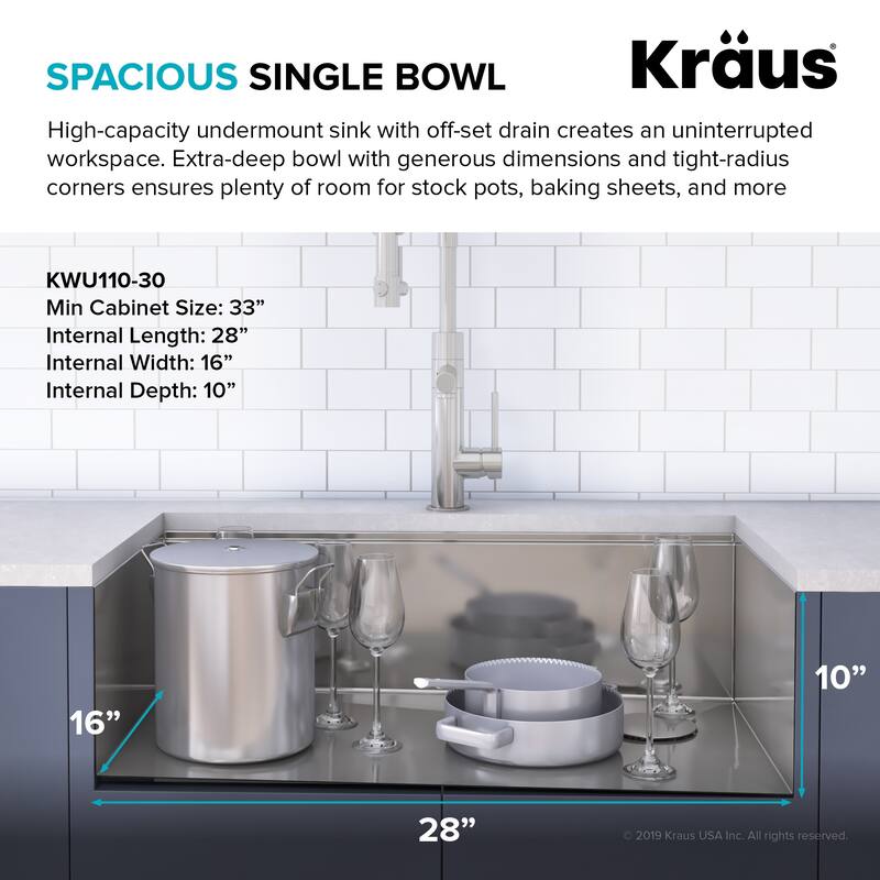 KRAUS Kore Workstation Undermount Stainless Steel Kitchen Sink