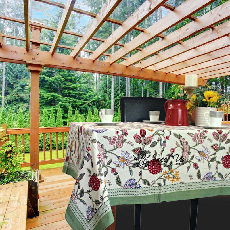 Cotton Floral Berry Print Tablecloth Collection