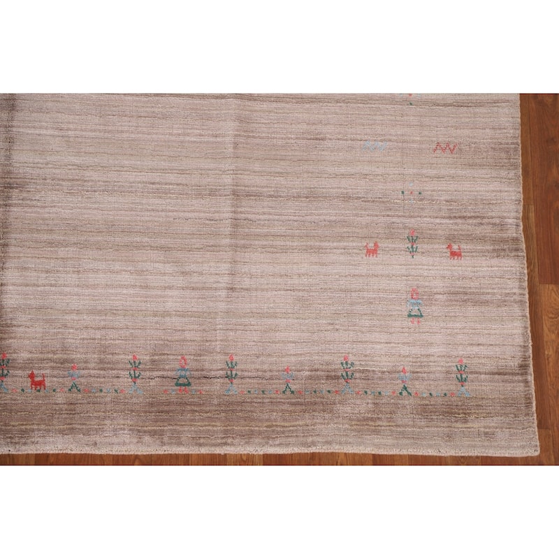 Modern Gabbeh Rug Hand-Knotted Tribal Wool Carpet - 7'11"x 9'7"