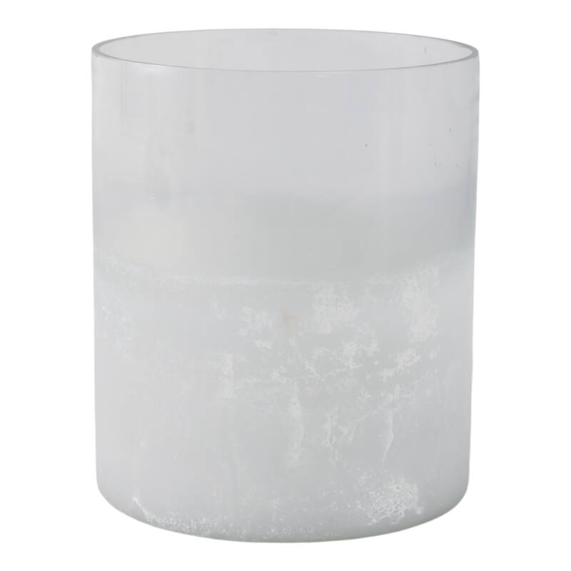 Glass Frosted Finish Pillar Candle Holder - Clear