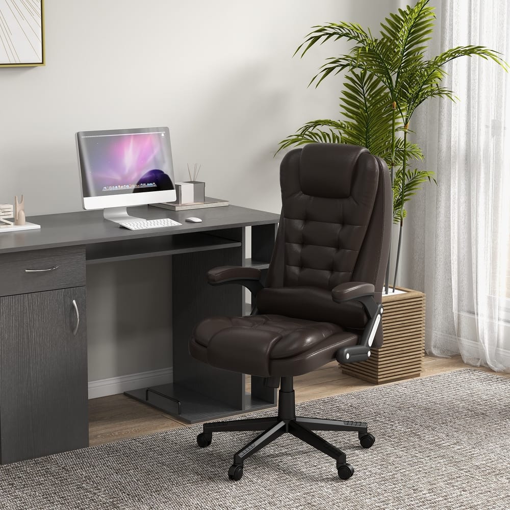 HOMCOM High Back Vibration Massage Office Chair with 6 Vibration Points, Heated Reclining PU Leather Computer Chair