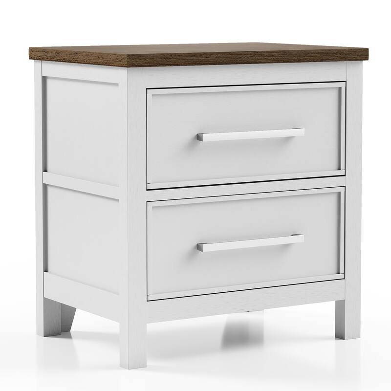 Furniture of America Althea Modern Farmhouse 2-Drawer Solid Wood Nightstand