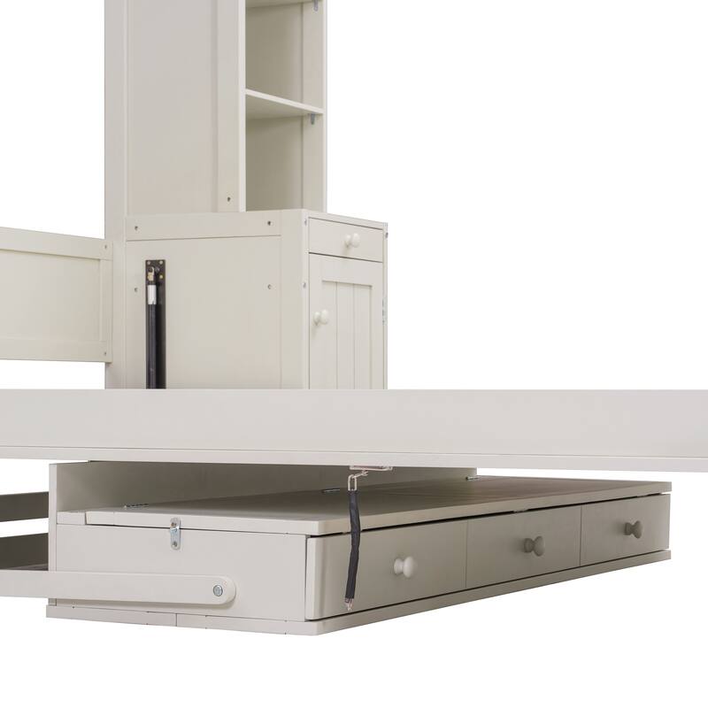 Queen Murphy Bed Cabinet with Fold-Down Desk, Power Hub & Mega Storage System by Harper&Bright Designs