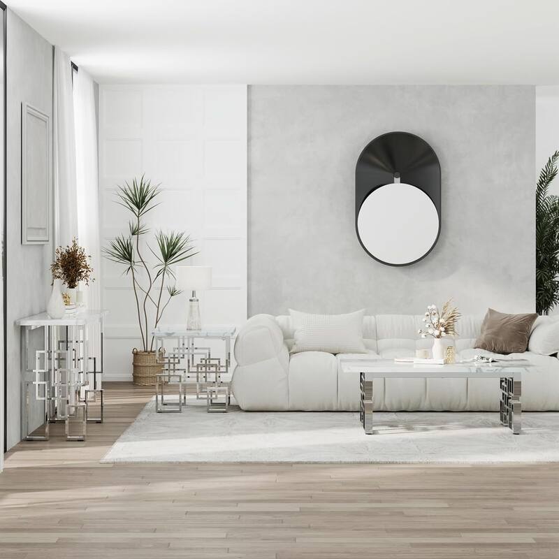 Faux Marble Coffee Table with Metal Legs for Living Room Office