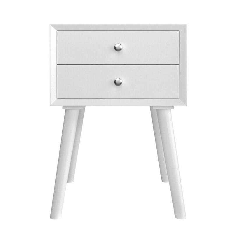 Mid-Century Wooden End Table with Storage Drawers for Living Room - 16" L x 16" W x 23.5" H