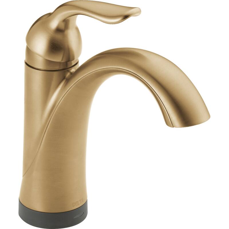 Delta Lahara Single Hole Bathroom Faucet with On/Off Touch and - Champagne Bronze