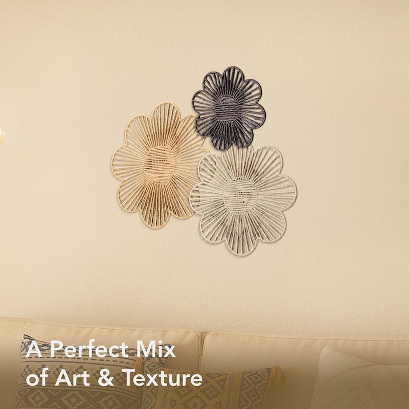 American Art Decor Woven Paper Rope Wall Decor, Set of 3