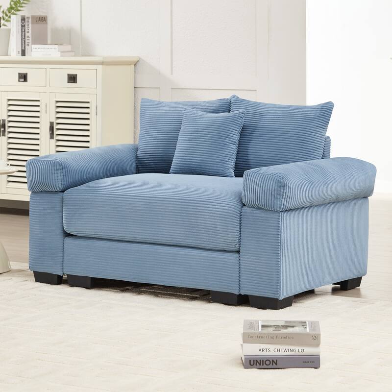 Roomfitters 54.3" Oversized Cloud Modular Sofa, Deep Seat Corduroy Couch with Extra-Thick Armrests