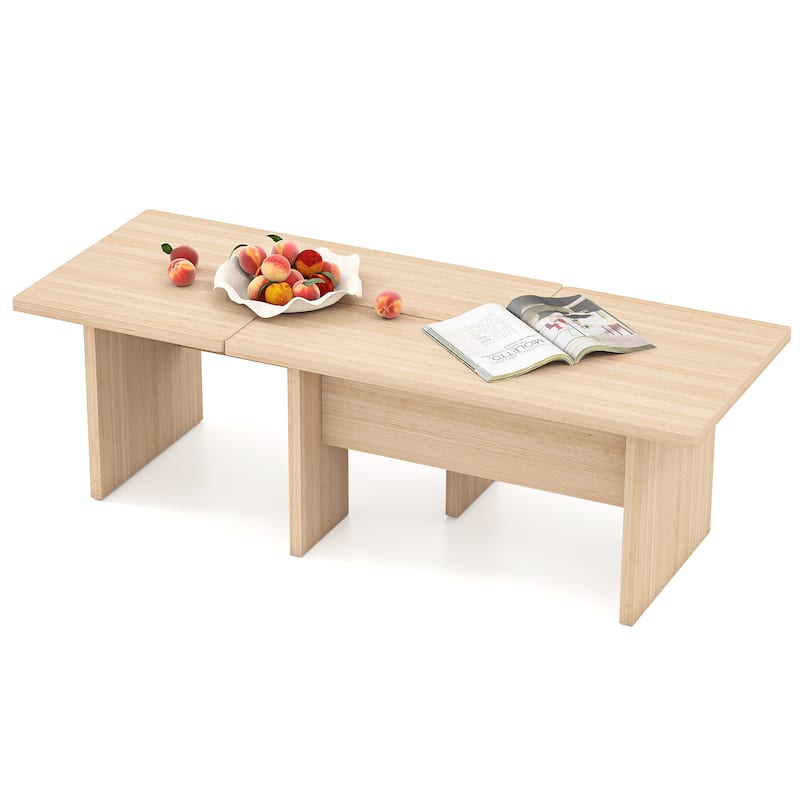 Modular Coffee Table Set of 2 L Shaped Nesting Tables Convertible Center Table for Living Room or Office - 35.5" x 20" x 16.5"