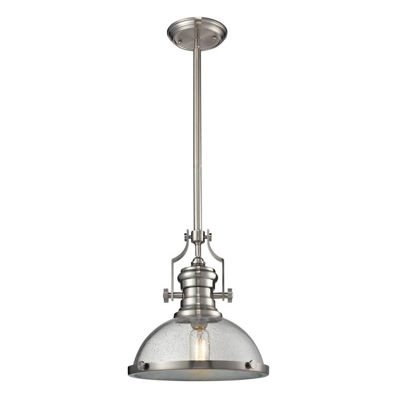 Chadwick 13-inch Wide 1-Light Pendant - 13in W x 13in D x 14in H - Satin Nickel, Clear Shade