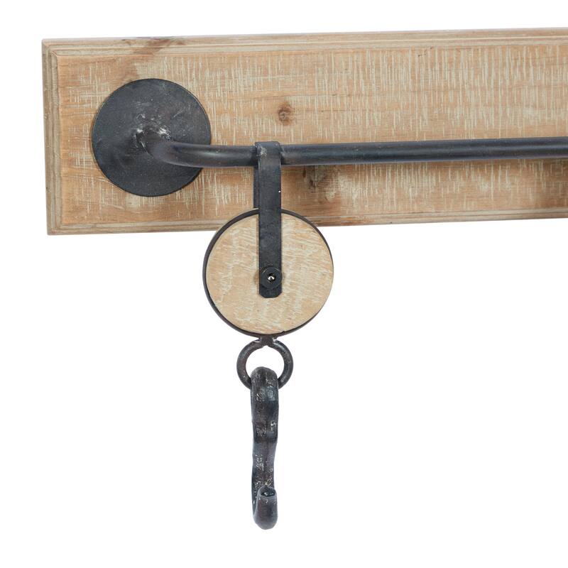 Wood 3 Hanger Wall Hook - Brown - Roche River Decor
