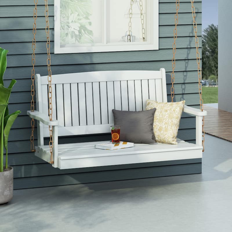 Tambora Outdoor Acacia Porch Swing by Christopher Knight Home - White