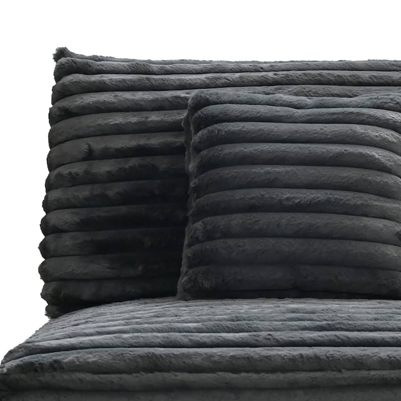 Ezo Armless Accent Chair, Dark Gray Polyester Corduroy, Soft Cushioned