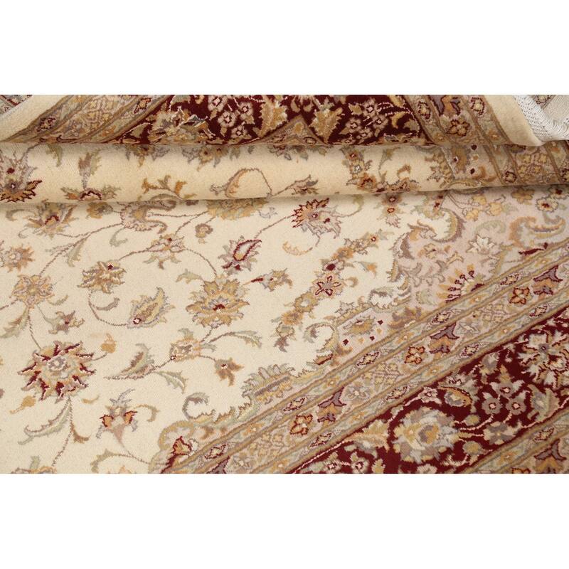 Vegetable Dye Tabriz Oriental Floral Area Rug Hand-knotted Wool Carpet - 6'4" x 10'6"