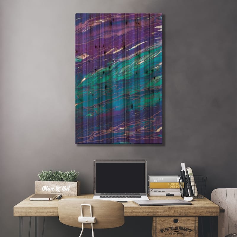 Agate Magic - Purple Aqua Print On Wood by Julia Di Sano - Multi-Color