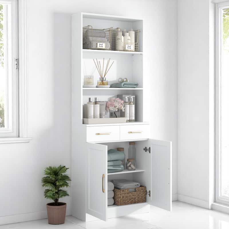 70" Freestanding Storage Cabinet for Bathroom with Drawers, Doors & Adjustable Shelf, Water-Resistant MDF Design