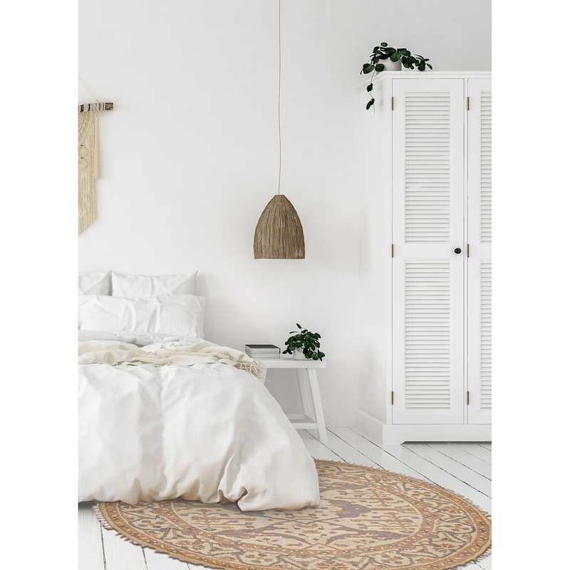 ECARPETGALLERY Hand-knotted Royal Oushak Ivory Wool Rug - 5'10 x 5'10