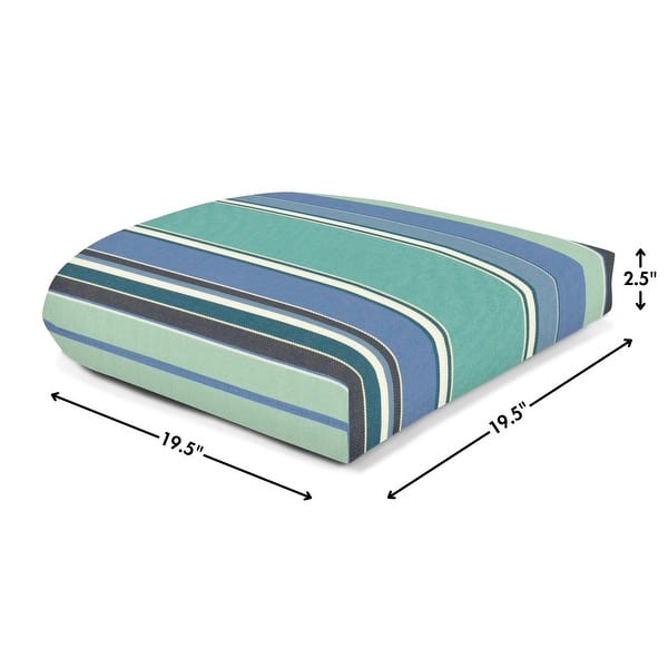 dimension image slide 8 of 9, Casual Cushion Stripe Sunbrella® Fabric 1-Piece Outdoor Wicker Seat Pad, 19.5"W x 19.5"L - 19.5"W x 19.5"L