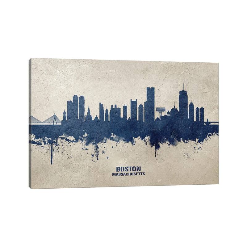 iCanvas "Boston Massachusetts Skyline Concrete" by Michael Tompsett Canvas Print