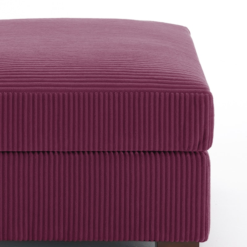Modern Rectangle Oversized Stripe Corduroy Ottoman