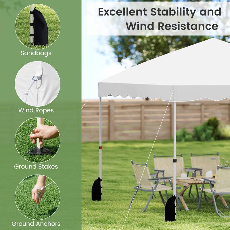10 x 10 Feet Outdoor Pop-Up Folding Canopy Tent with 3 Height Settings and Strong Metal Frame