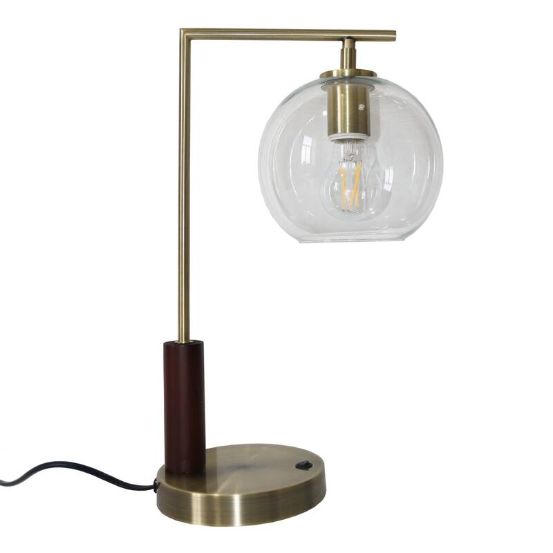 Modern Classic Desk Lamp Living Room Bedroom Table Light, Easy Assembly Table Lamp, Right Angle Glass Table Lamp - Bronze 110V