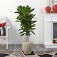 preview thumbnail 2 of 1, Artificial 4-foot Dracaena Plant in Sand Colored Planter (Real Touch) - Green