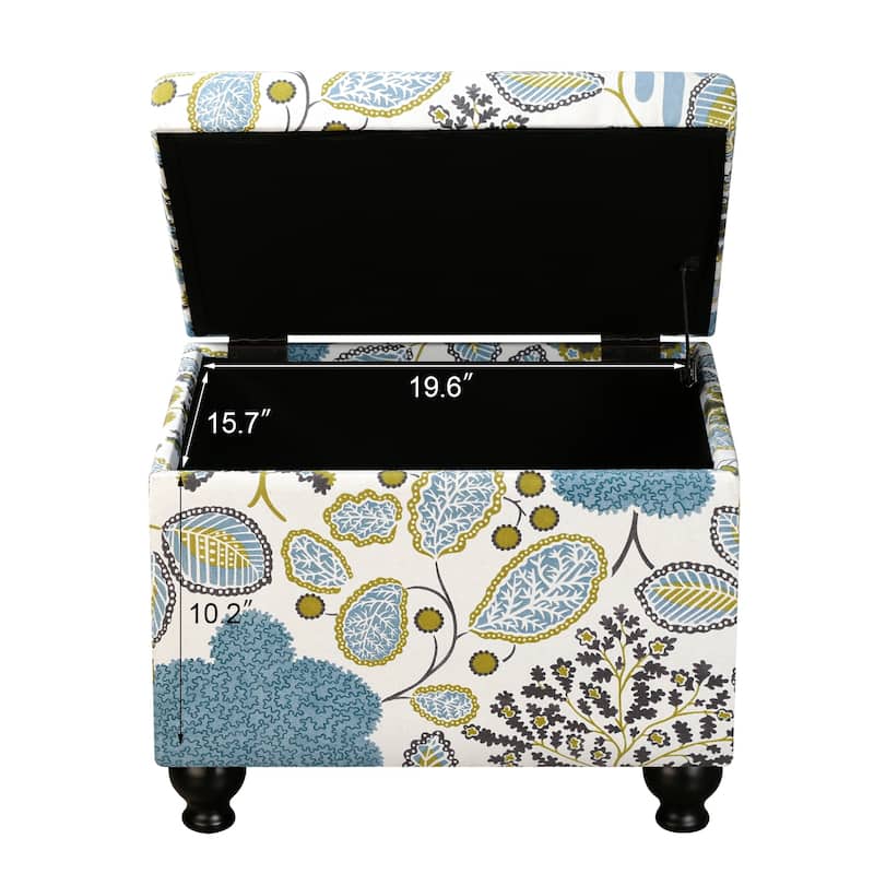 Adeco 21"W Linen Storage Ottoman with Turned Legs