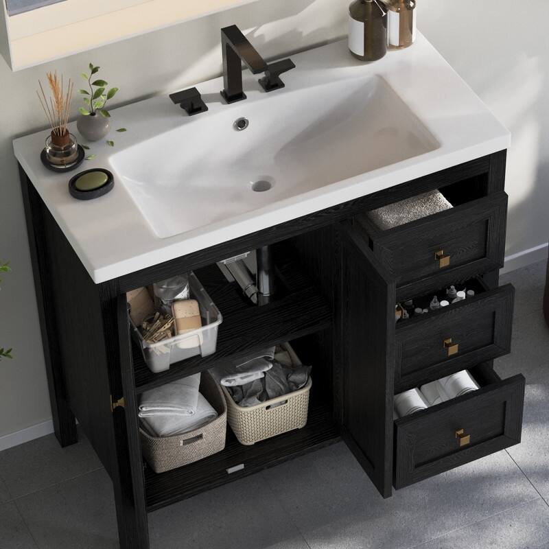 Moasis 36"/42" Bathroom Vanity with Sink Set and 2 Soft-Closing Doors & 3 Drawers