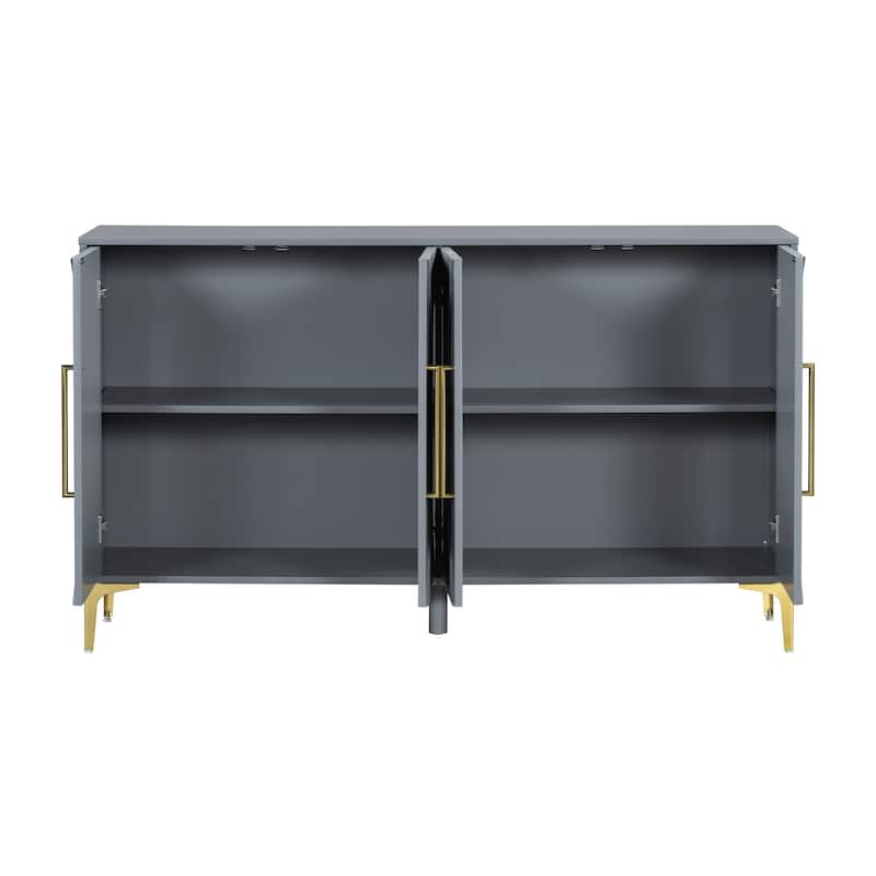 Stylish Four-Door Storage Cabinet with Geometric Design, Adjustable Shelves - Perfect for Entryways and Living Rooms