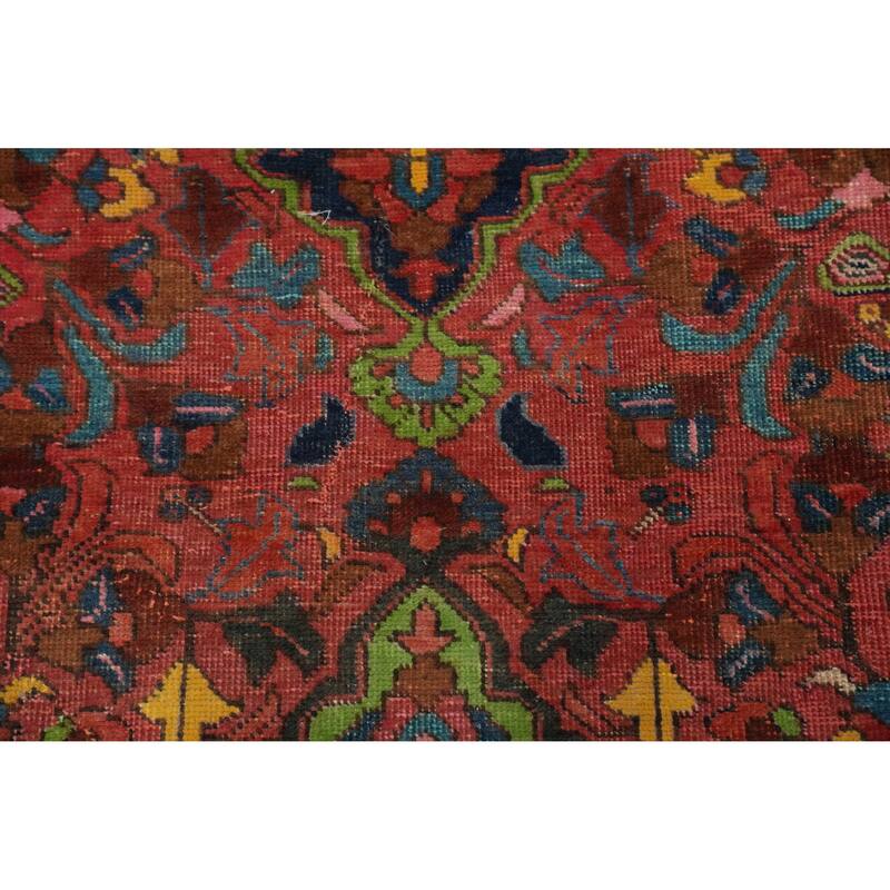 Hand Knotted Oriental 100% Wool Carpet Traditional Floral Red Tabriz Runner Rug - 11' 1'' X 3' 1''