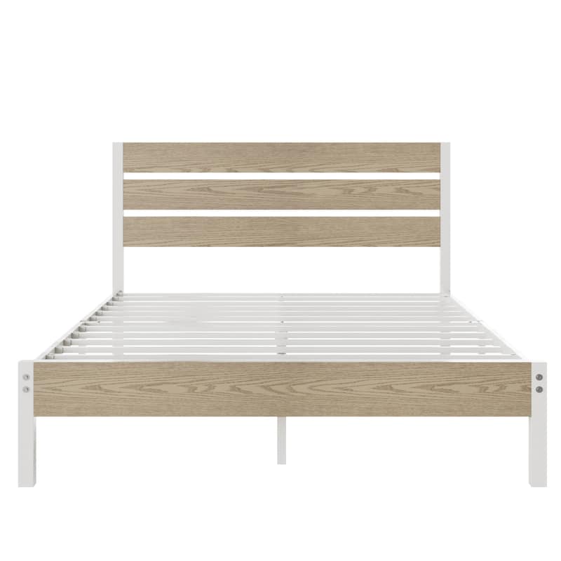 VECELO Industrial Wood Bed Frame with Headboard, Twin Size Beds/Full Size Beds/Queen Size Beds