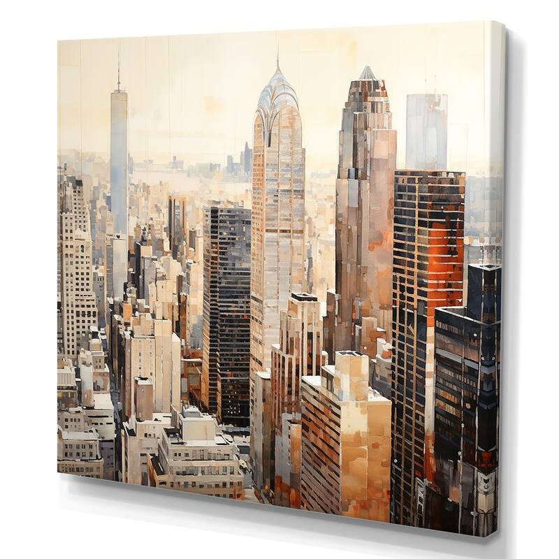 Designart "Ivory Infinity Skyscraper Cityscape" Skyscrapers Wall Art