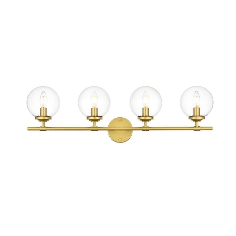 Inzo 1 Light Black and Clear Bath Sconce - Brass - 33