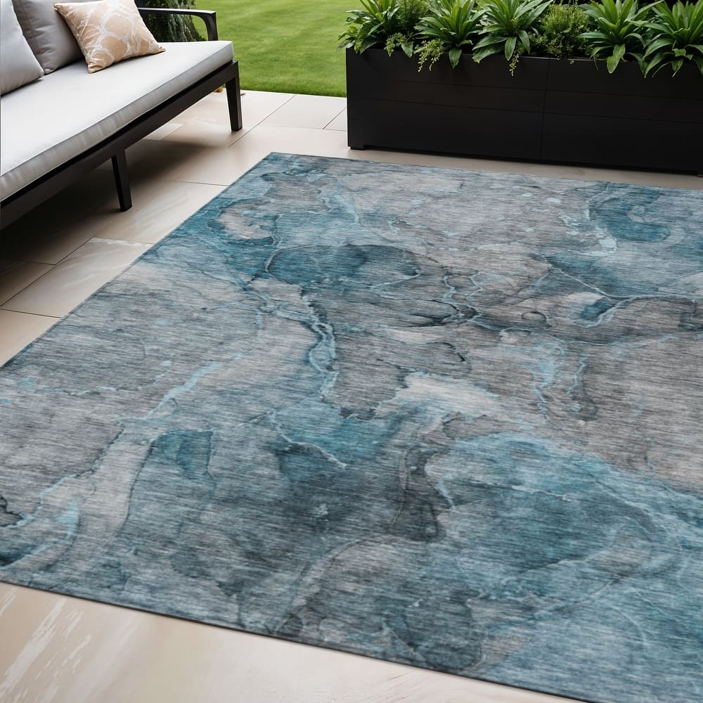 HomeRoots Abstract Transitional Rectangle Outdoor Rug