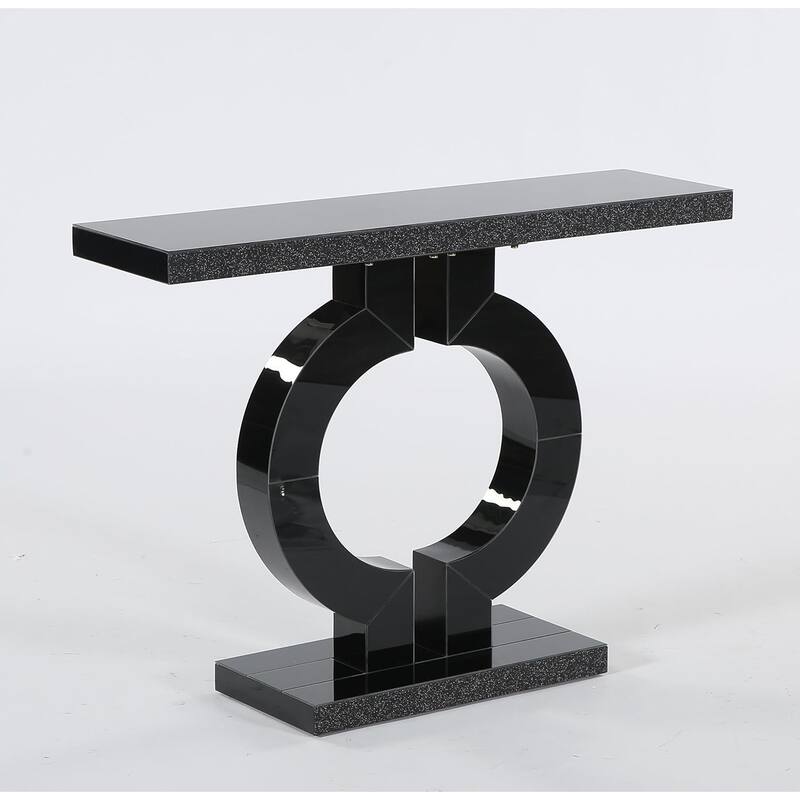 Acrylic and Glass Console Table with O-Shaped Base Design - 43.11"W x 11.61"D x 31.89"H - Black