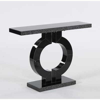 Acrylic and Glass Console Table with O-Shaped Base Design - 43.11"W x 11.61"D x 31.89"H