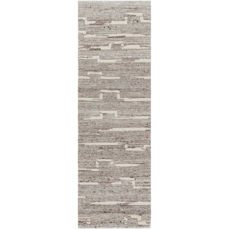 Merryn Handmade Abstract Striped Wool Area Rug.