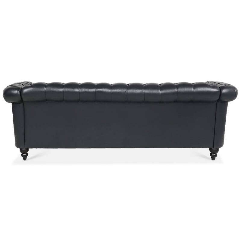 84.65"PU Rolled Arm Chesterfield Three Seater Sofa.