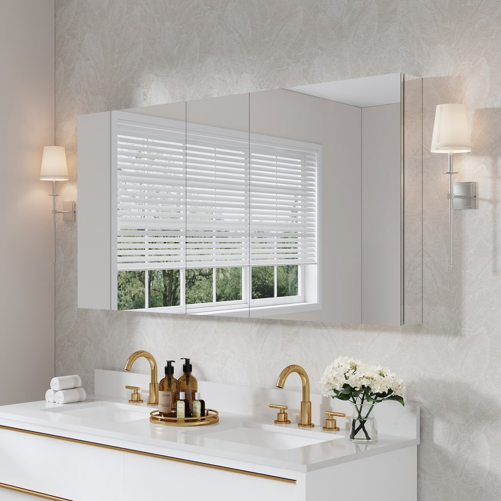 60"W X 30'H Bathroom Recessed or Surface Wall Mount Medicine Cabinet With Adjustable Glass Shelves