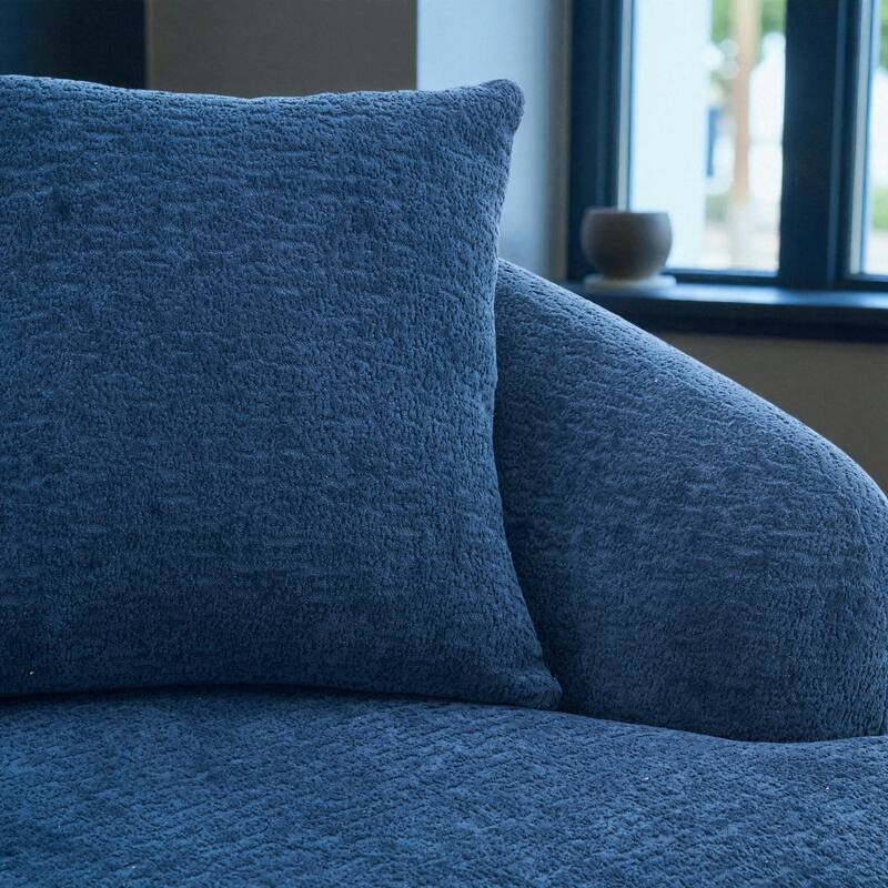 98.8" Boneless L-Shaped Sectional Sofa with Curved Chaise, Modular Chenille Compression Couch with 30D Foam for Living Room