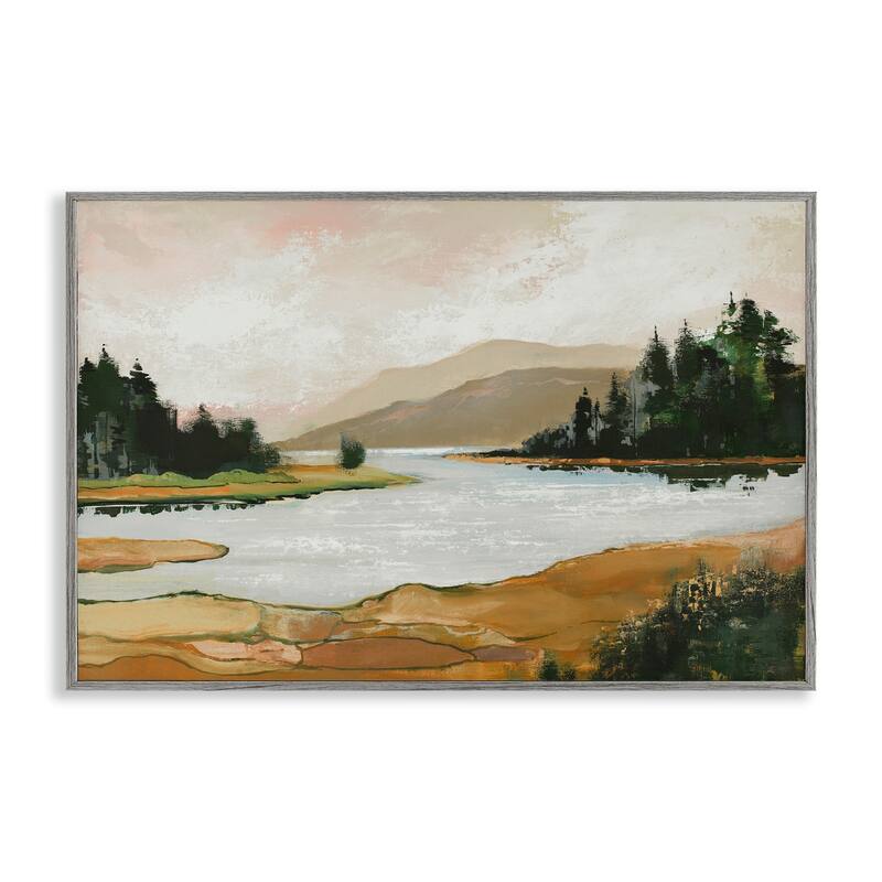 Stupell Relaxing Valley Lake Framed Giclee Art Design By Max Maxx - 24 x 16 - Grey