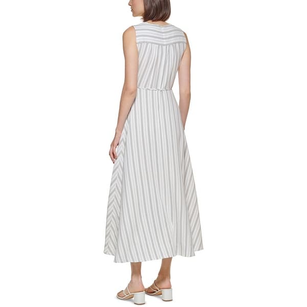 Calvin Klein Women's Striped Maxi Dress White Size 16 - Bed Bath & Beyond -  40631431