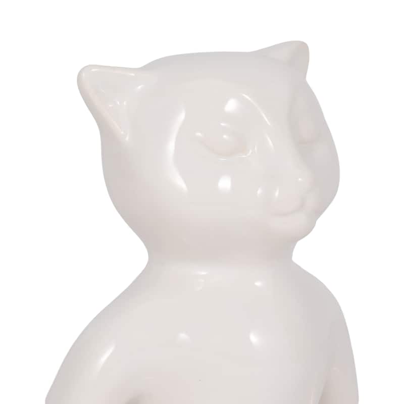 Sagebrook Home Ceramic Yoga Cat Figurine, Elegant Ceramic Centerpiece, Distinctive Accent for Your Decor - 8" x 3" x 7"