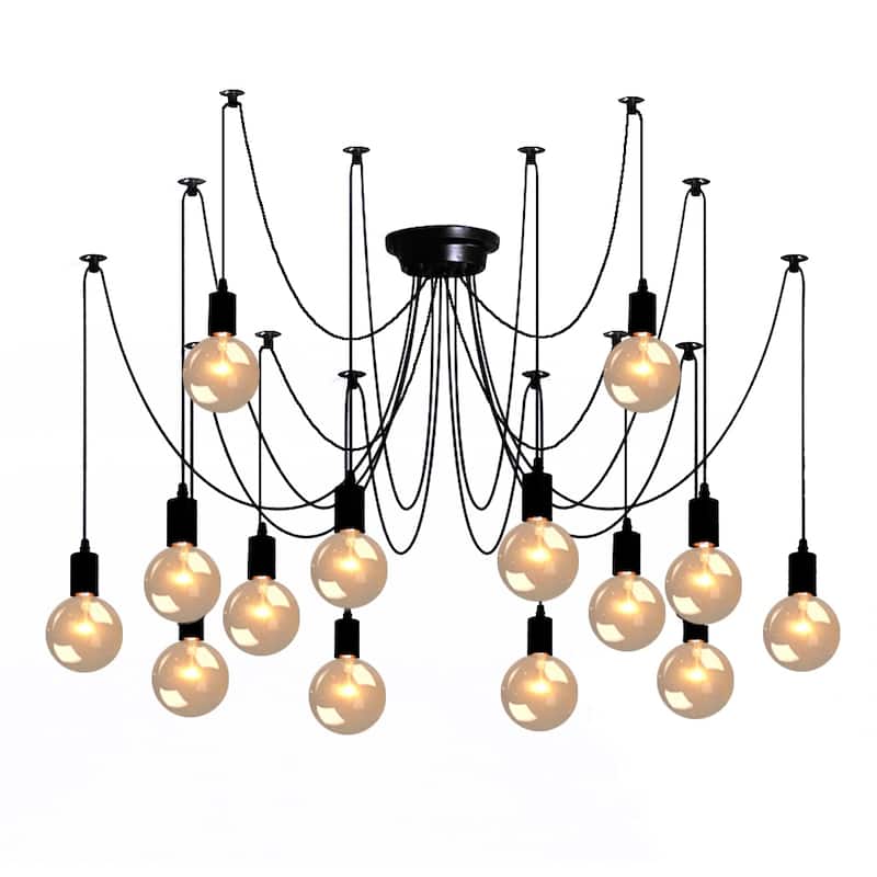 Bella Depot Modern Industrial Edison Lighting Adjustable Spider Light Cluster Chandelier.