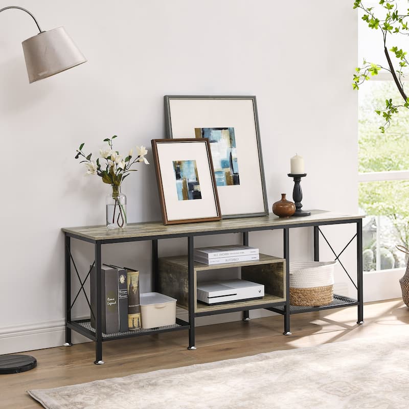 TV Stand for Living Room, Entertainment Center TV Console with Storage Shelves